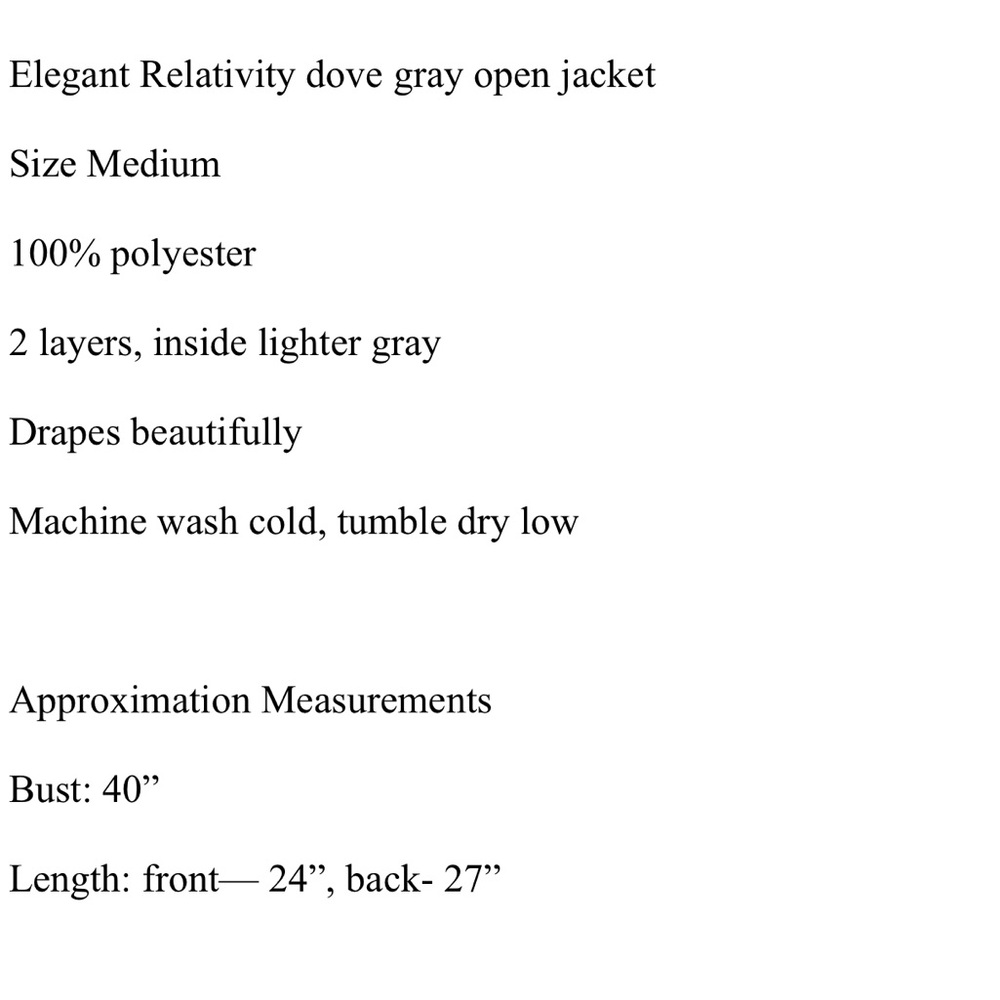 Relativity Jacket Size Medium Gray Drape Open Fro… - image 3